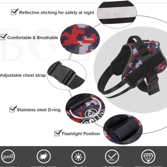 Bolux Dog Harness, No-Pull Reflective Vest, Breathable Adj- w/Handle-Sz XL - Picture 5 of 8